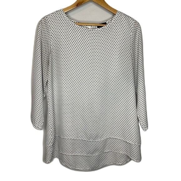The Limited Polka Dot Tiered Quarter Length Sleeve Women’s Blouse Size Med - Picture 1 of 12